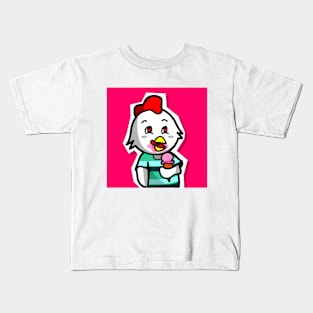 Chicken Eating Ice Cream Kids T-Shirt